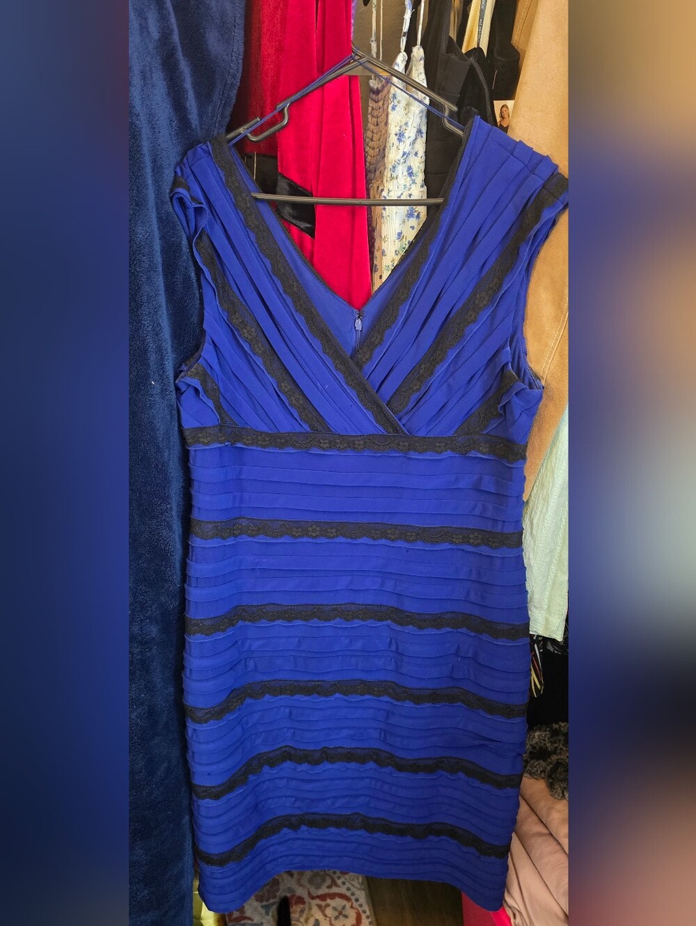 Adrianna Papell Royal Blue Dress with Black Trim